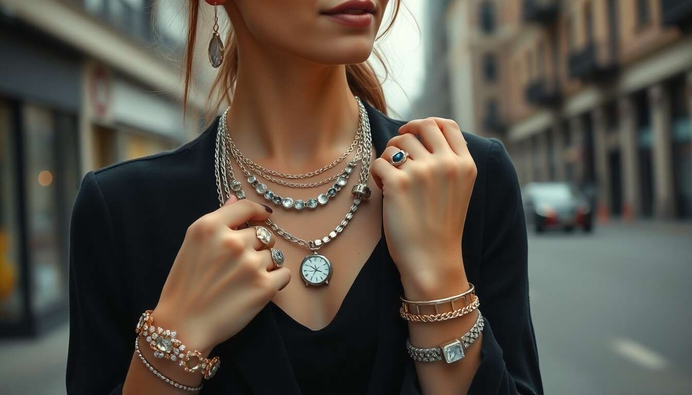 Superposer les bijoux avec élégance